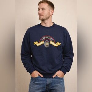 Soffe VTG Germany Embroidered Crewneck Pullover Sweatshirt Men M Heavy Navy